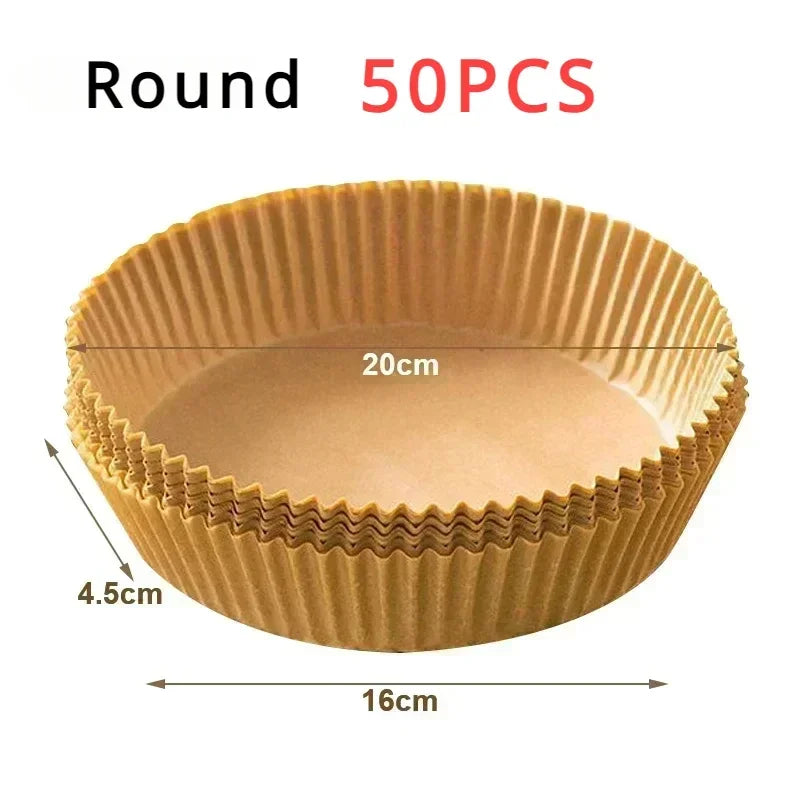 50pcs/set Air Fryer Disposable Paper Parchment Wood Pulp Steamer Cheesecake Air Fryer Accessories Baking Paper For Air Fryer