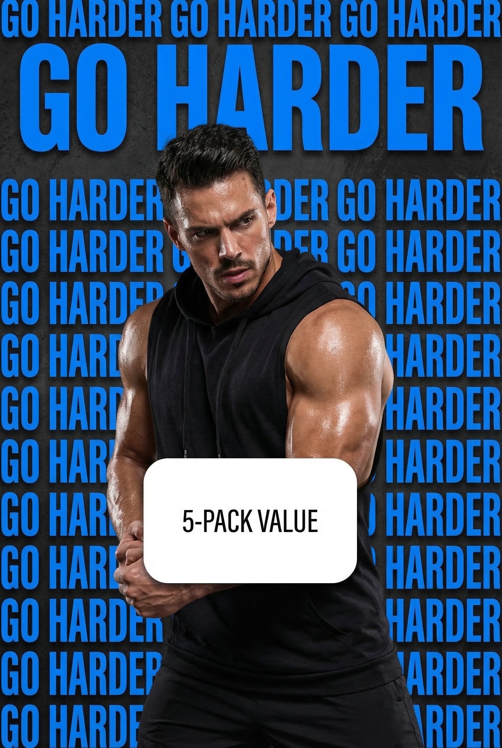 GYM REVOLUTION Mens 5 Pack Workout Muscle Printed Tank Tops Gym Fitness Sleeveless Hoodies Black White Red Blue Green M