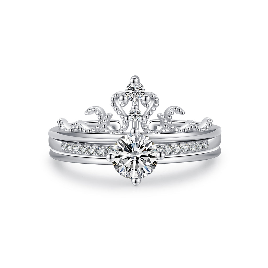 S925 Sterling Silver Light Luxury Crown Ring