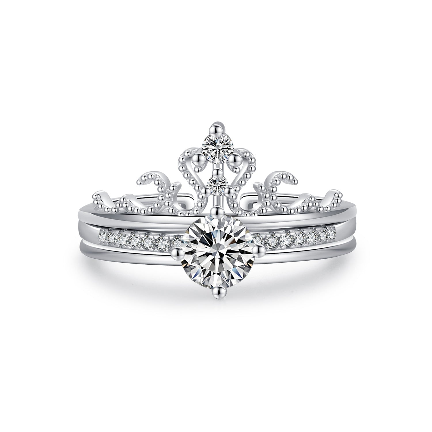 S925 Sterling Silver Light Luxury Crown Ring