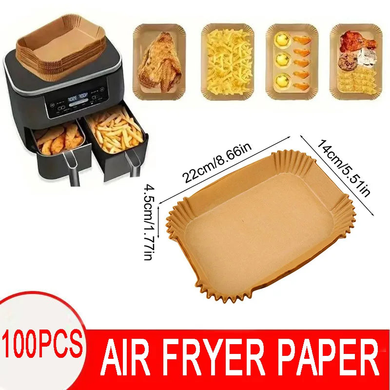 50pcs/set Air Fryer Disposable Paper Parchment Wood Pulp Steamer Cheesecake Air Fryer Accessories Baking Paper For Air Fryer