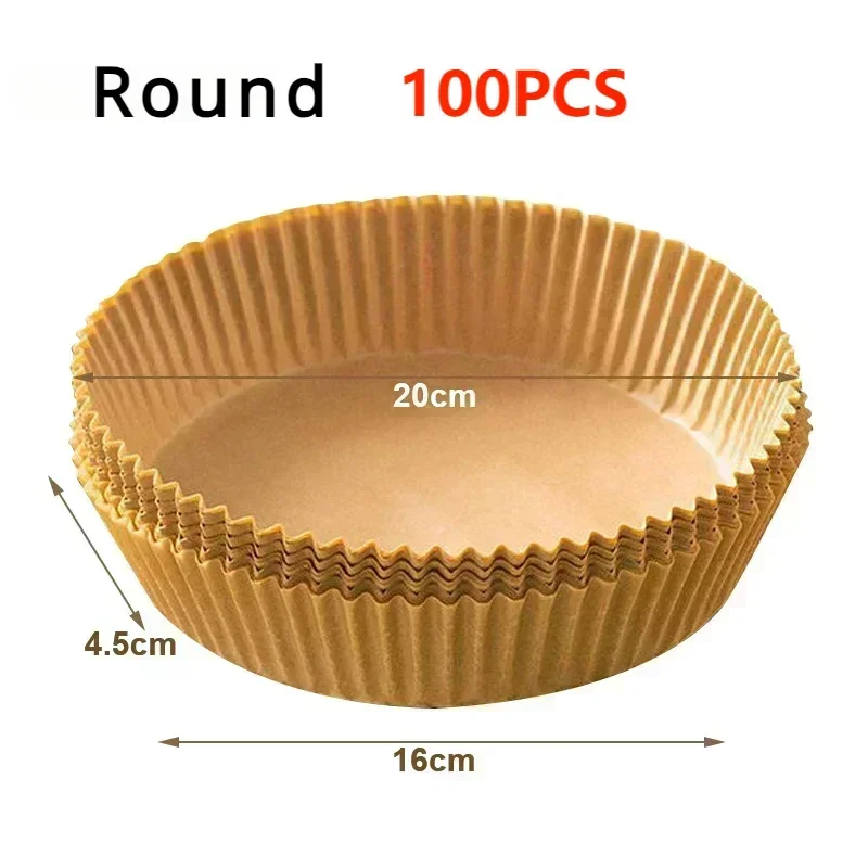 50pcs/set Air Fryer Disposable Paper Parchment Wood Pulp Steamer Cheesecake Air Fryer Accessories Baking Paper For Air Fryer