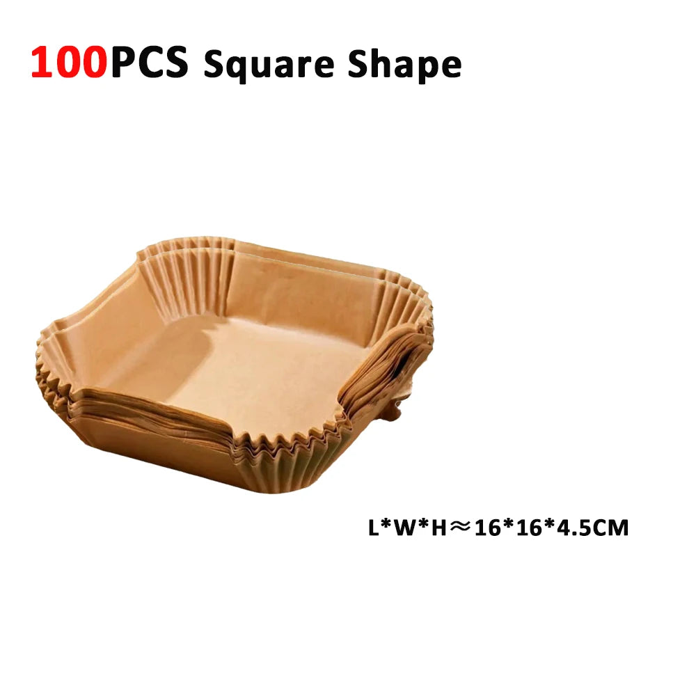 50pcs/set Air Fryer Disposable Paper Parchment Wood Pulp Steamer Cheesecake Air Fryer Accessories Baking Paper For Air Fryer